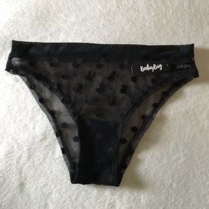 🔴NWT Cheeky Black Polka Dot Mesh Bootay Bag Panties